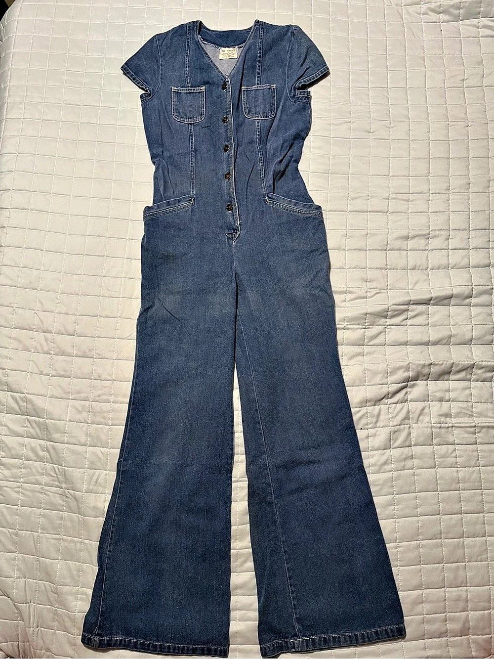 Vintage Blue Jean Cotton Wide Leg Jumpsuit